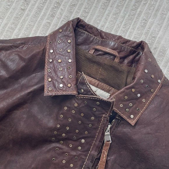 Vintage Scully Brown Leather Motorcycle Jacket with Studded Accents - Picture 7 of 12
